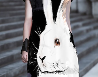 Alice im Wunderland weißes Kaninchen Kunstdruck Kleid