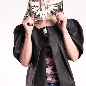 Black Eco Leather Tailcoat: Renaissance Inspired Hooded Jacket