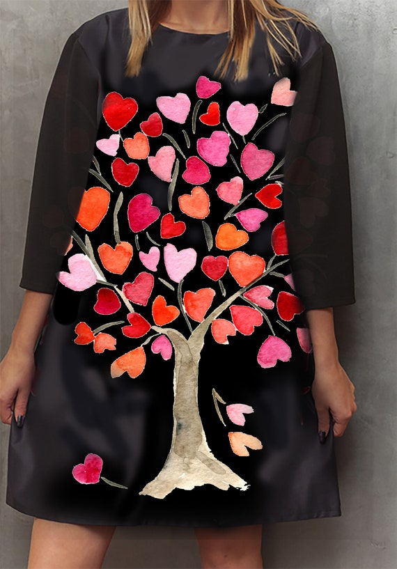 fitted lace wedding dress Found Love Red Heart Print Dress main image 1