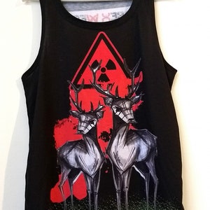 Unisex baggy top with my original art printed on it - Pripyat 1970 Handmade Stalkers URBEX WEAR