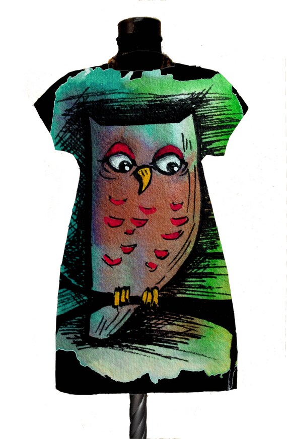 owl print tunic dress