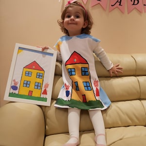 Your Childs Drawing On A Cute Dress , Gift for Dad, Mom, Parents, Kids, mothers day Christmas gifts