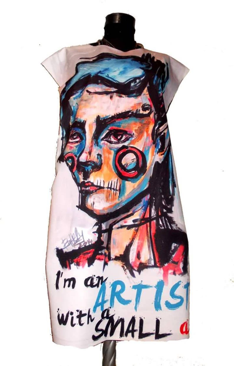 White Dress Tunic With Colorful Paiting Art Print