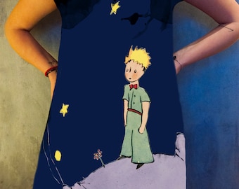 Robe Petit Prince : couverture de livre imprimée, dos en jersey de coton