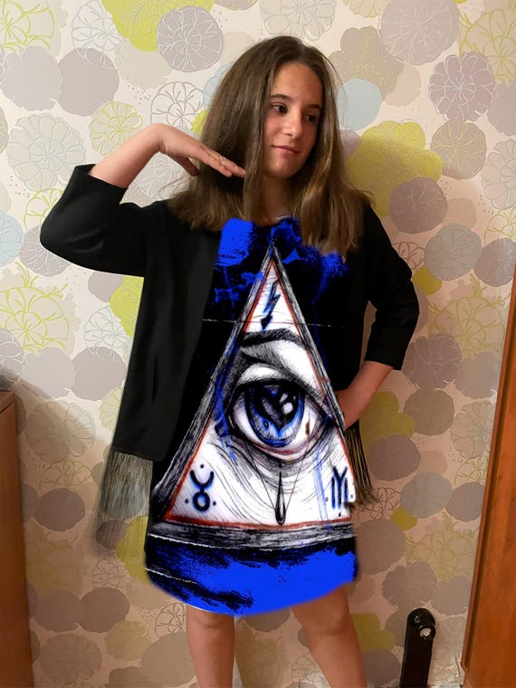 black dress with blue flames Blue Flames Mini Dress