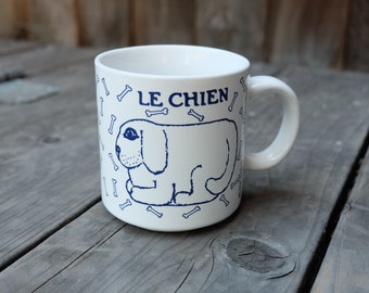 Taylor & Ng Le Chien Mug, Blue Vintage French Series 1979