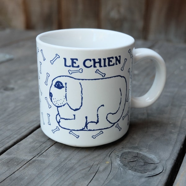 Taylor & Ng Le Chien Mug, Blue Vintage French Series 1979