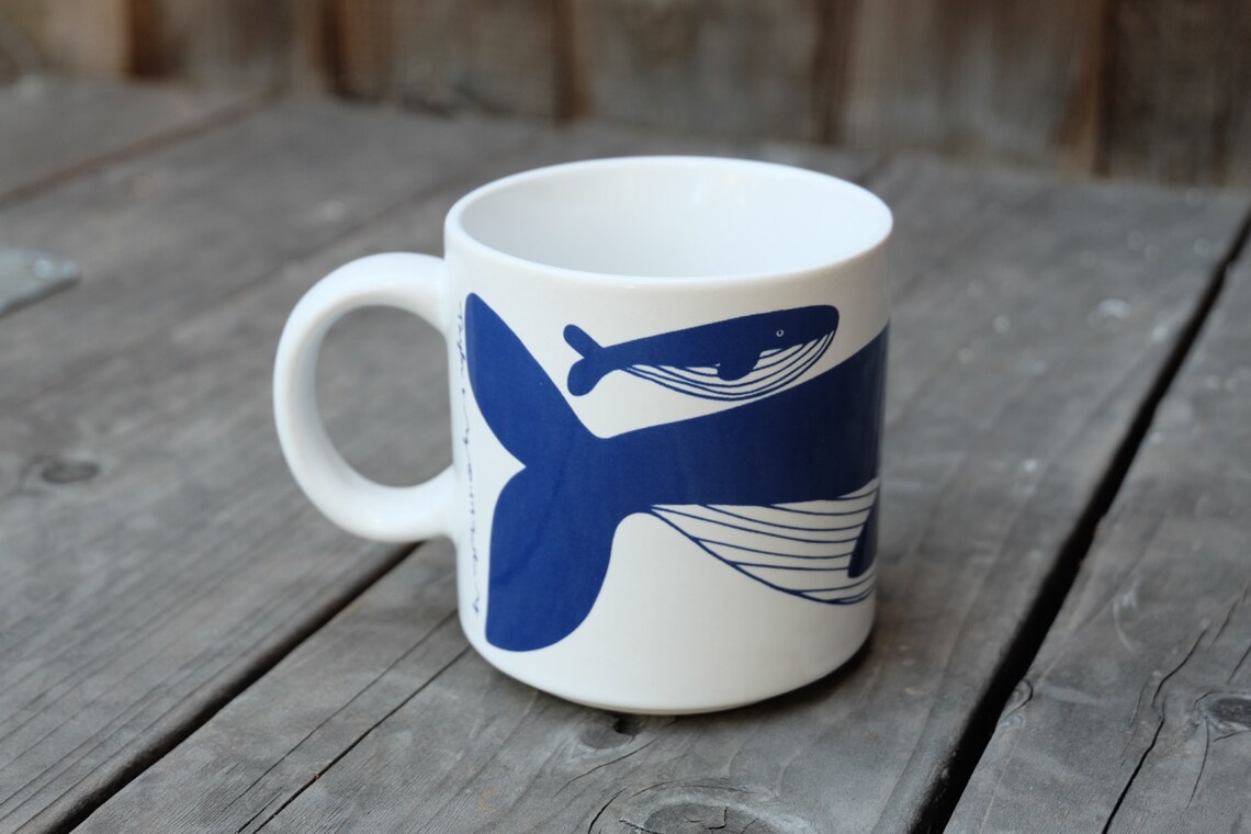 Taylor & Ng La Baleine Mug Blue Vintage French Series 1979 Etsy