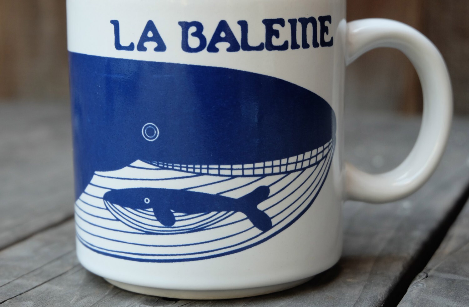 Taylor & Ng La Baleine Mug Blue Vintage French Series 1979 Etsy