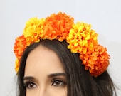 Marigold Flower Crown Cinco Mayo Costume Child Mexican Headpiece Flower Crown Birthday Party Sugar Skull Fiesta Frida Kahlo Day of the Dead
