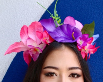 Fleurs roses/violettes (Hibiscus Maui Island Ocean Cruise Plumeria Paradis tropical d'Hawaï Carmen Miranda Mermaid)