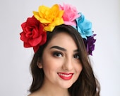 Colorful Flower Crown Cinco de Mayo Costume Child Mexican Headpiece Girls Flower Birthday Party Frida Kahlo Sugar Skull Toddler Spanish