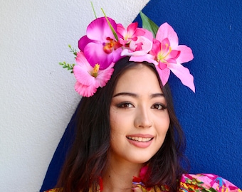 Island Pink Flowers (Hibiscus Maui Island Ocean Cruise Plumeria Tropical Hawaiian Paradise Carmen Miranda Miss Ch Mermaid)