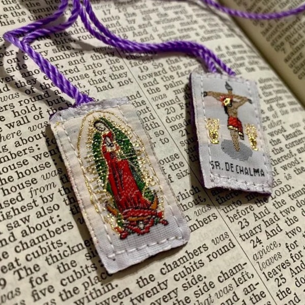 Catholic Scapular Red Scapular Necklace Religious Gift Catholic Bracelet Jesus Christ Saint Mary Mexican Embroidered Protection Gift