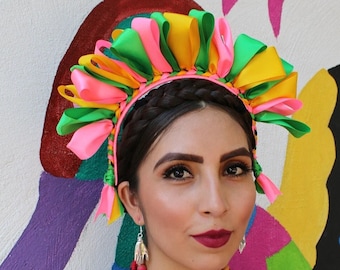 Muñeca Headpiece (Cinco de Mayo Headpiece Fiesta Trencas Mexican Doll Headband Muñeca Costume India Maria Diadema Lele Frida Kahlo)
