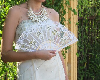 FunPa Chinese Ancient Fan Classical Wedding Fan Photography Prop Hand Fan for Bride