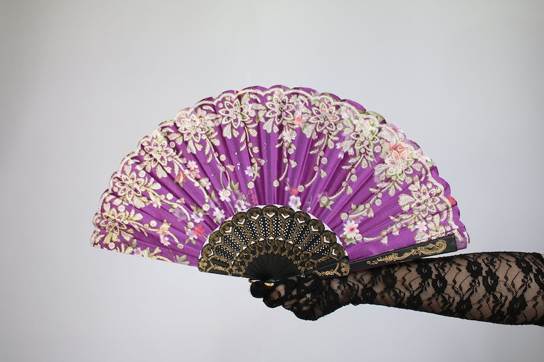 Wedding Fan Bride Bridal Spanish Costume Performer Dancer Bridesmaids Burlesque Victorian Hand Fan Favor C114 Satin Like Hand Held Fan