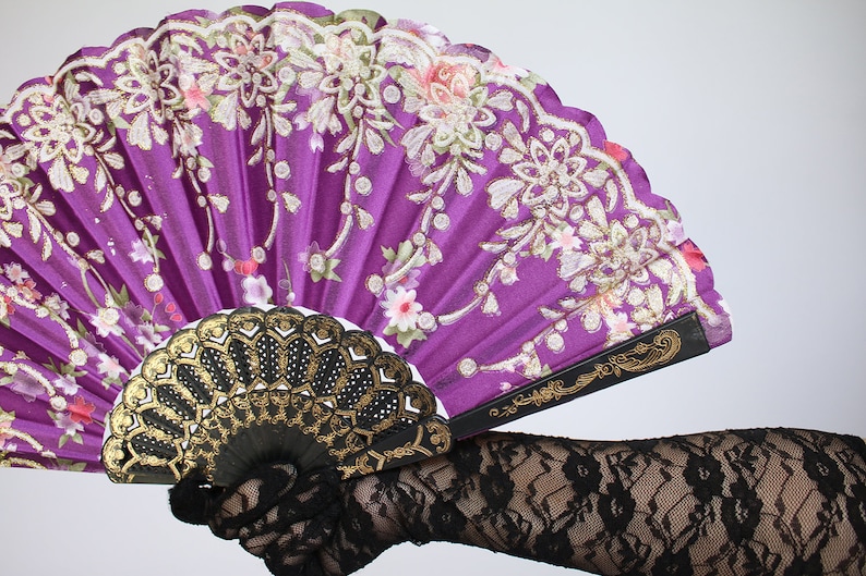 Wedding Fan Bride Bridal Spanish Costume Performer Dancer Bridesmaids Burlesque Victorian Hand Fan Favor C114 Satin Like Hand Held Fan