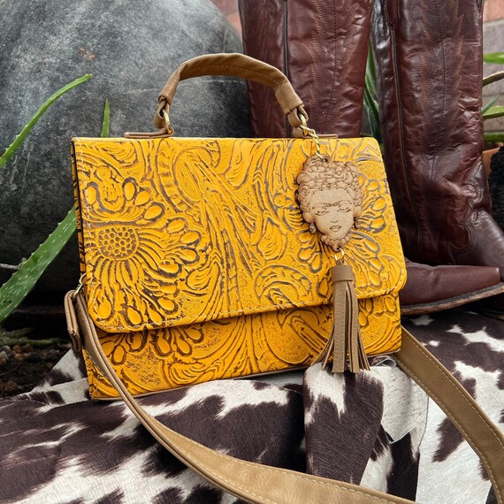 Vintage 1940s Hand Tooled Leather Satchel Bag Handbag Purse Mexican w/  Wallet | eBay