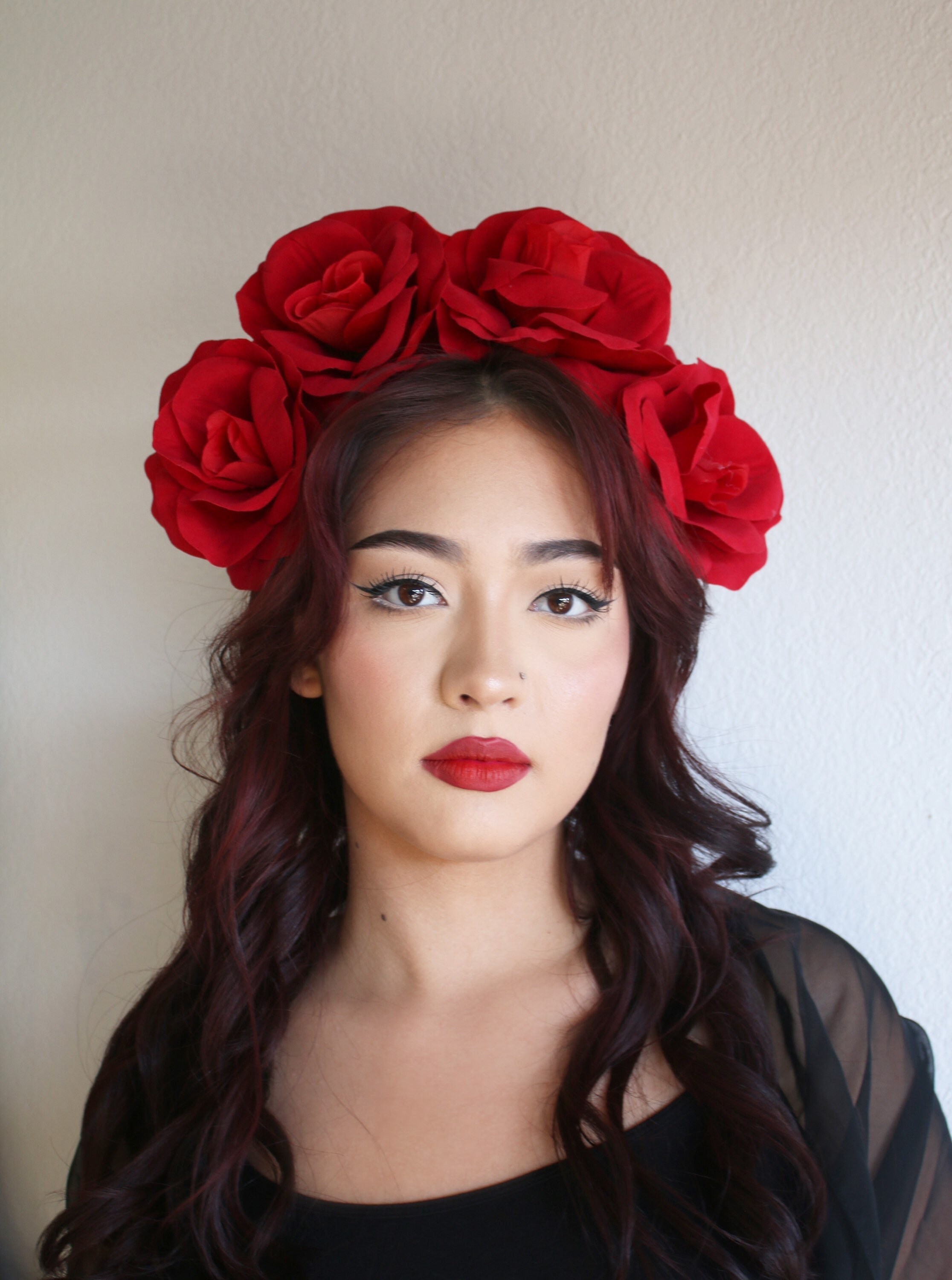 EXTRA LARGE Red Rose Flower Crown Red Rose Headband Fiesta Mexican Wedding  Bride Day of the Dead Floral Crown Halloween Frida Kahlo Crown