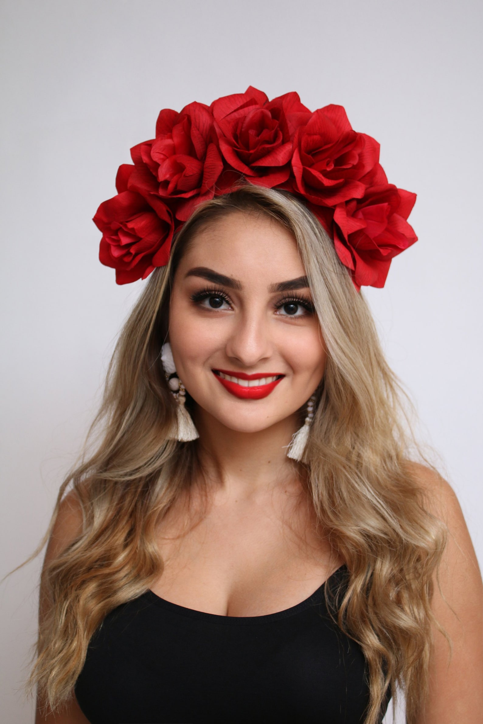 Red Rose Flower Crown Red Rose Headband Fiesta Rose Crown Etsy Australia