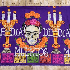Mexican Fabric (Day of the Dead Fabric Día de los Muertos Holiday Fabric By the Yard Skulls Home Decor Cotton Sugar Skulls)