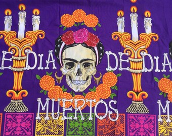 Mexican Fabric (Day of the Dead Fabric Día de los Muertos Holiday Fabric By the Yard Skulls Home Decor Cotton Sugar Skulls)