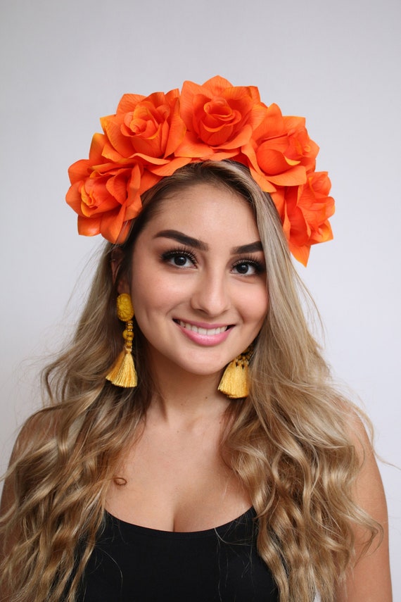 orange flower headband