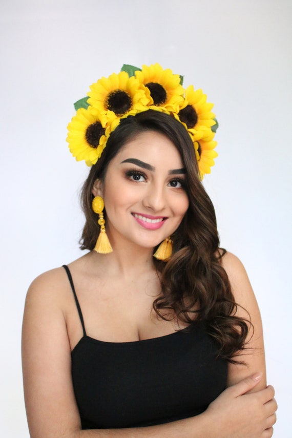 Corona de Flores de Girasol Tocado de Girasol Diadema Mexicana Etsy