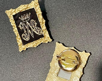 Scapulaire catholique brodé sur broche, cadeau religieux, bracelet catholique Jésus-Christ Sainte Marie, broderie mexicaine, cadeau de protection