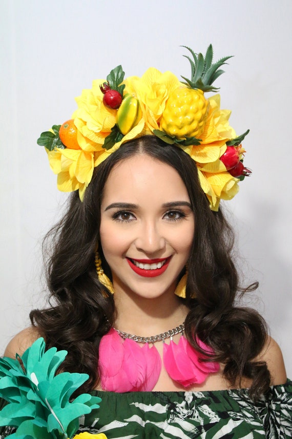 Fruits Flower Crown Headband Fruit Carmen Miranda Headpiece Fruity Costume Pineapple Watermelon