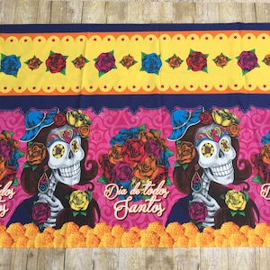 Mexican Fabric (Day of the Dead Fabric Día de los Muertos Holiday Fabric By the Yard Skulls Home Decor Sugar Skulls)
