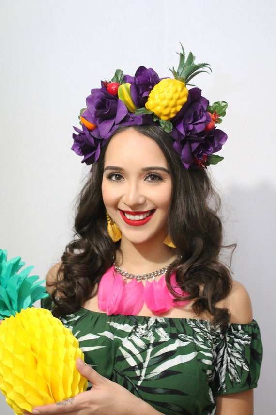 Fruits Flower Crown Headband Fruit Carmen Miranda Headpiece Fruity Costume Pineapple Watermelon