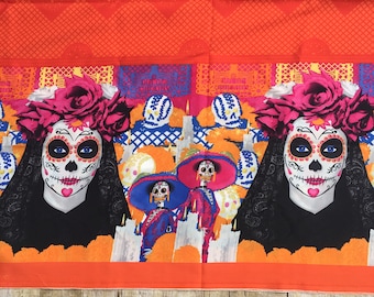 Mexican Fabric (Day of the Dead Fabric Día de los Muertos Holiday Fabric By the Yard Skulls Home Decor Sugar Skulls)