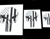 3 PACK American Flag Punisher Skull Airbrush Painting Truck Camo Stencil Set