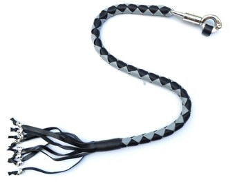 Faux//PU Leather Snake Pigtail Whip Gothic Black