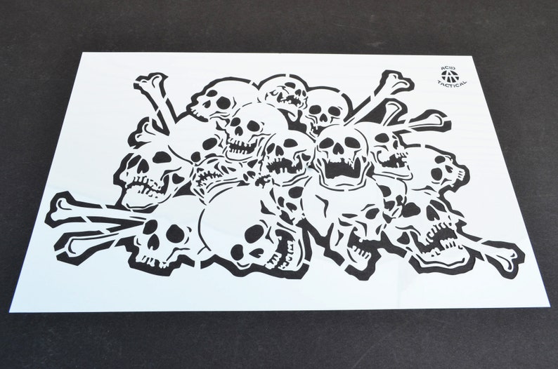 14 Skull & Bone Spray Painting Stencils Airbrush Skulls Etsy