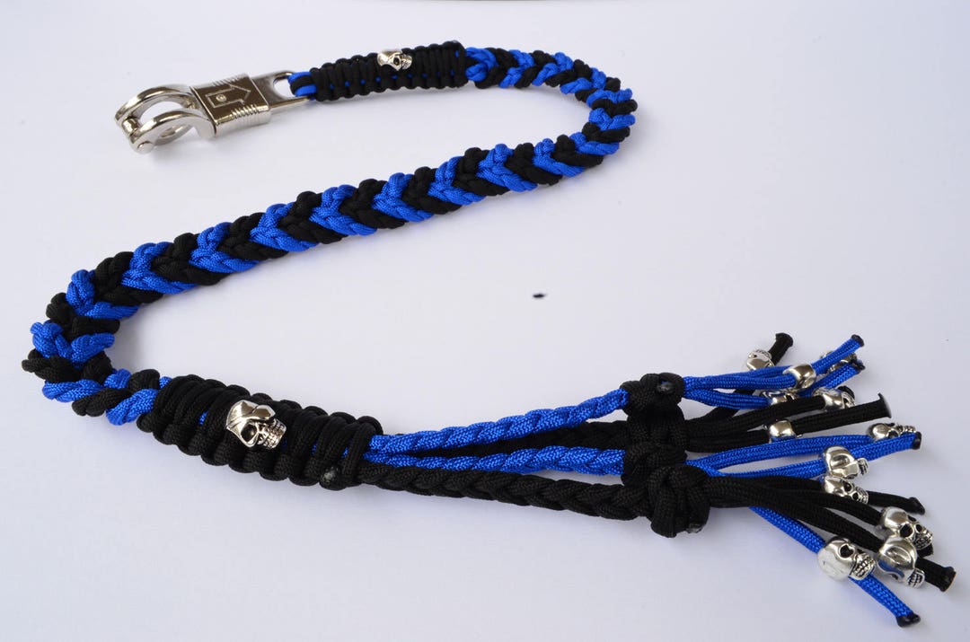 550 Paracord Motorcycle Whip Get Back Whip Metal Skulls 36 BLUE / BLACK