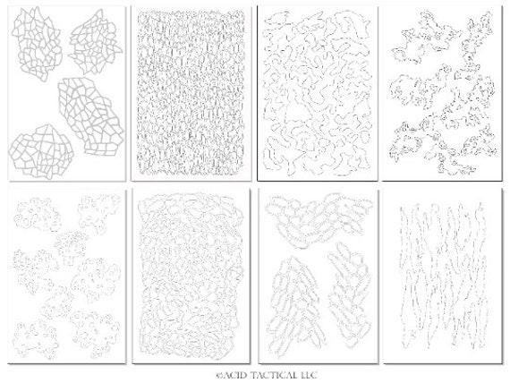 Assorted Camo Adhesive Easy Peel & Stick Stencils (8 Pack) - Camo Stencils  for your Camouflage Painting Needs