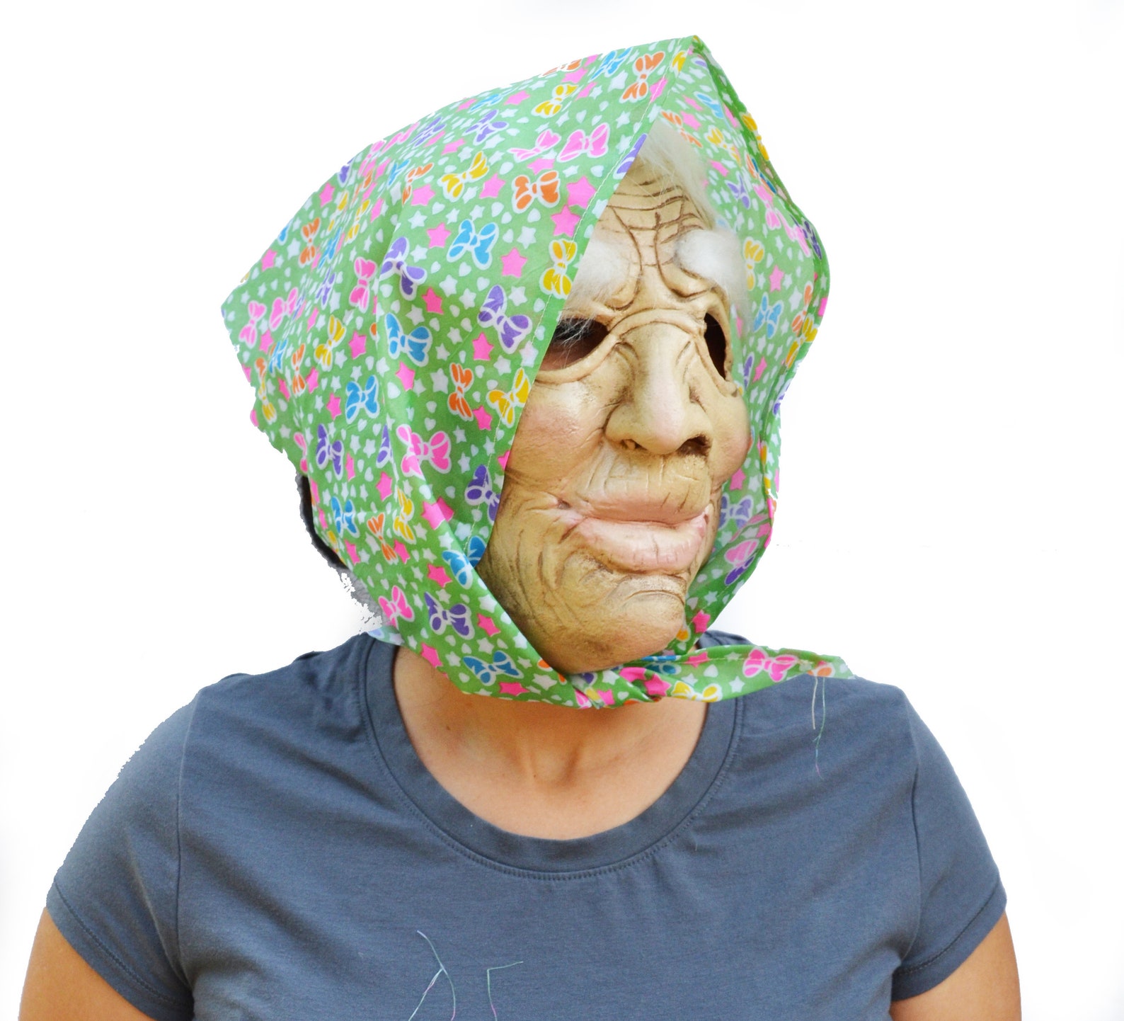Old Lady Halloween Mask Witch Scary Creepy Woman Grandma Mask Etsy