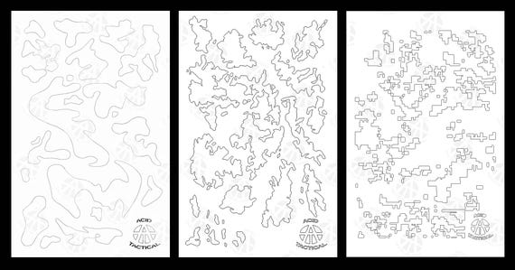 3pk ADHESIVE Camouflage Airbrush Paint Duracoat Gun Stencils Army Digital Tiger