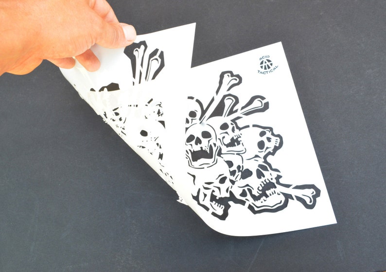 Camo Skull Stencils For Spray Painting - Mylar Stencil Set For Guns, RC, Models (3 Pack)