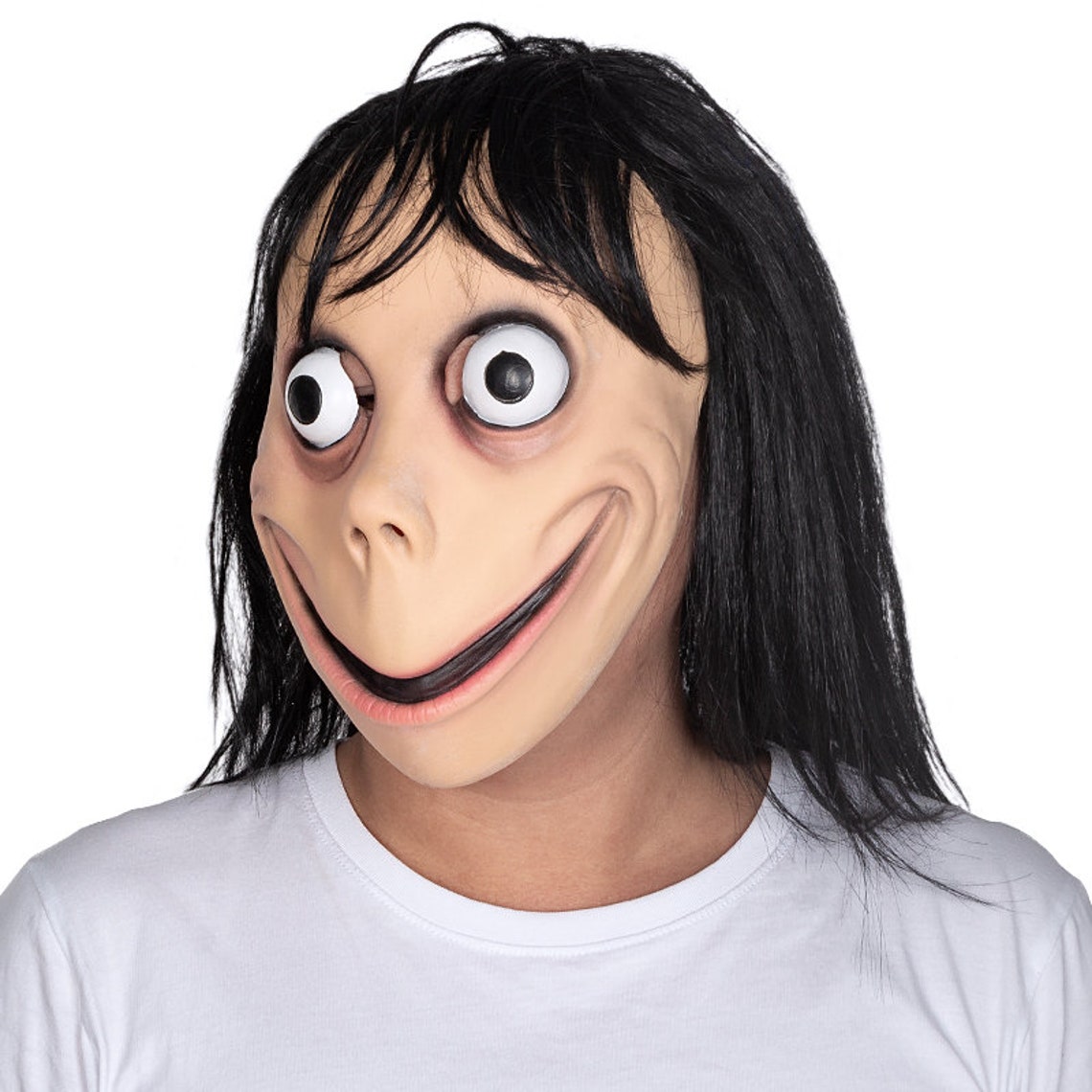 Momo Challenge Meme Latex Mask With Hair Scary Halloween MOMO - Etsy