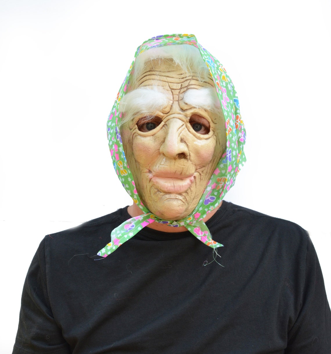 Old Lady Halloween Mask Witch Scary Creepy Woman Grandma Mask Etsy