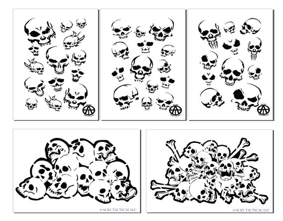 Airbrush Pile of Skulls Stencil Set (3 Pack of Same Skull Design) - Laser  Cut Reusable Templates - Auto, Motorcycle 