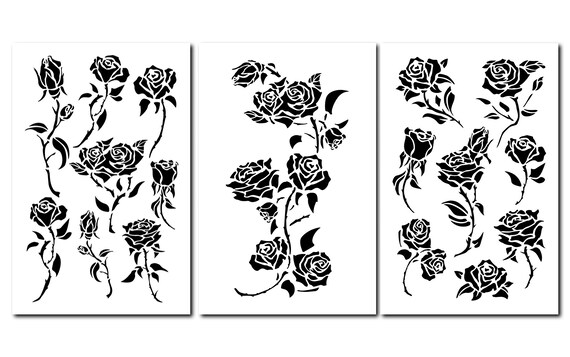 Rose Flower Painting Stencils Wall Decorating Roses Airbrush | Etsy
