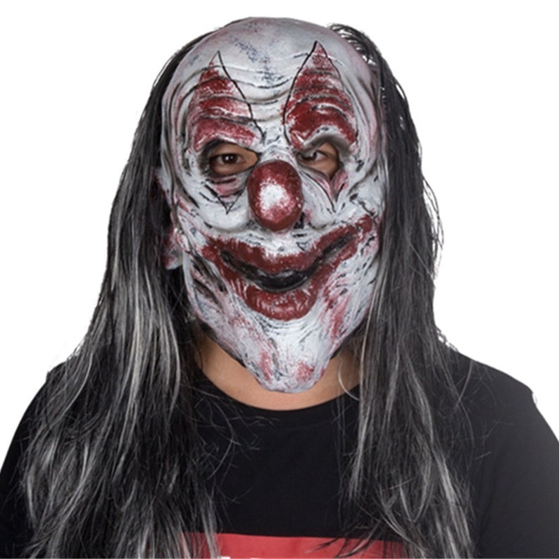 Scary Halloween Killer Clown Mask Rubber Latex Creepy Evil Etsy