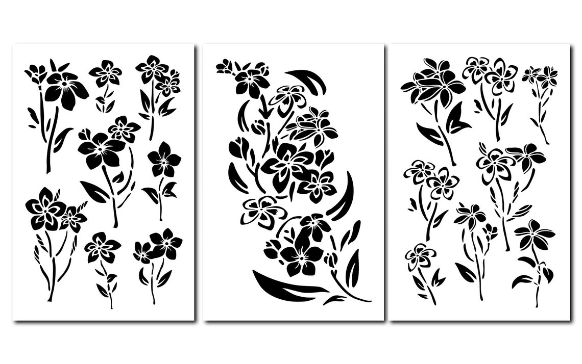 15 Large Flower Stencils for Wall Decore painting Crafts Art Etsy