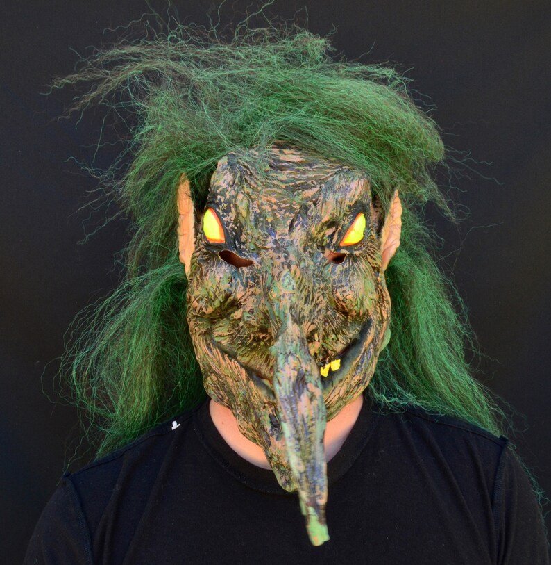 Creepy Scary Halloween Witch Mask Latex Witch Green Warlock Etsy