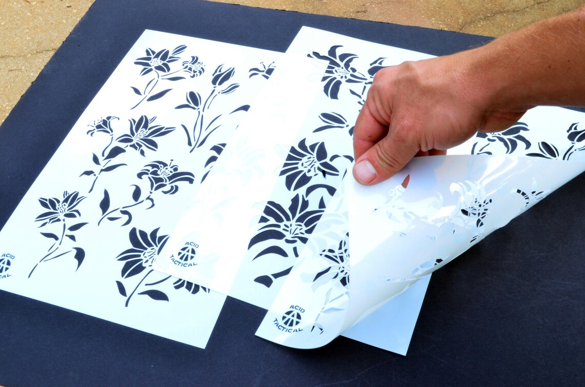 Lily Flower Painting Stencils Wall Decorating Lilies Airbrush Etsy